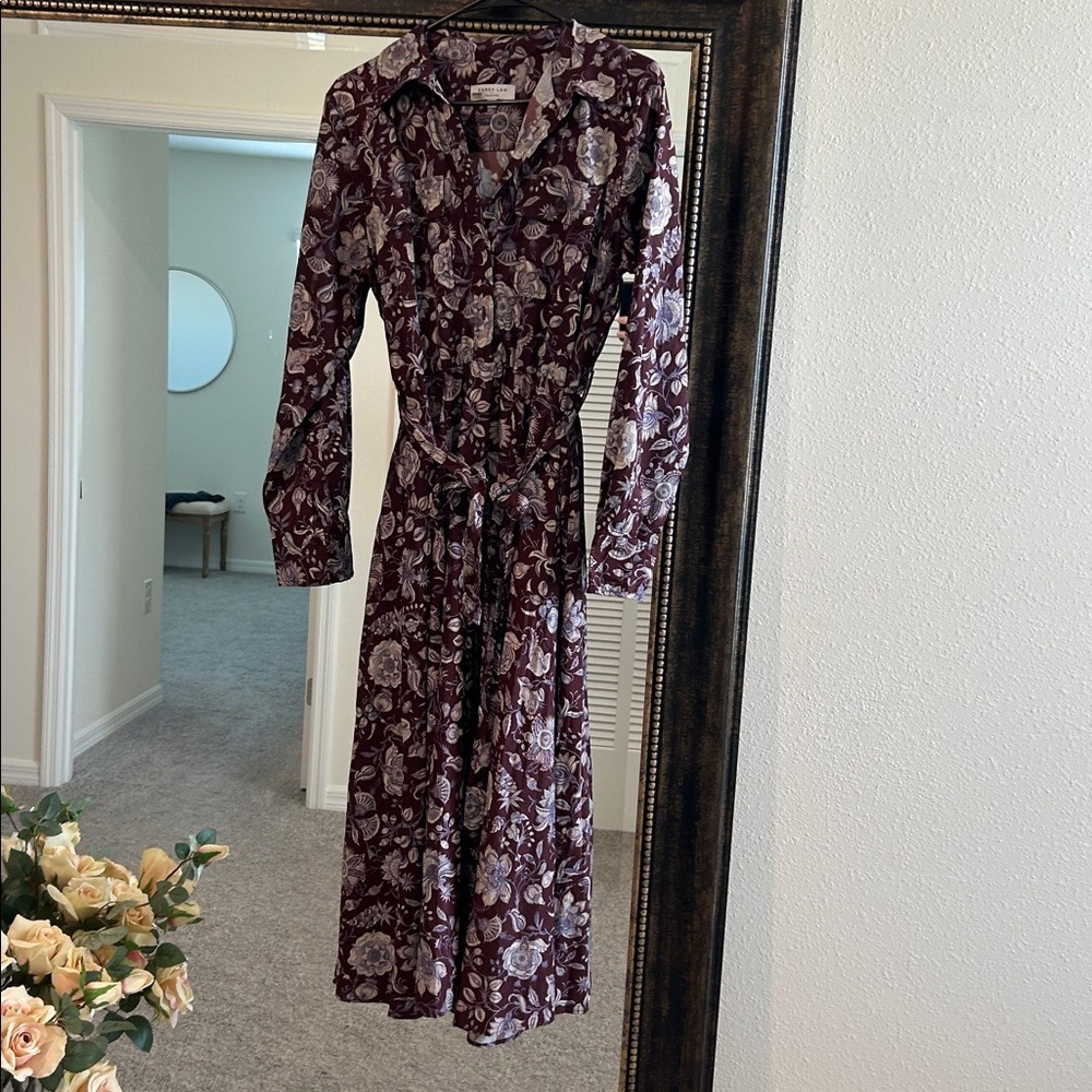 Derek Lam Purple Floral Long Sleeve Dress *torn* - Picture 5 of 14